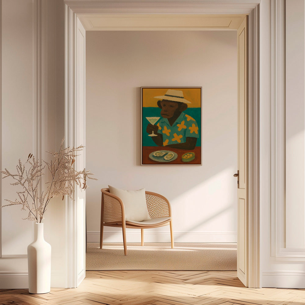Køkkenkunst med abe og cocktail – Canvas1