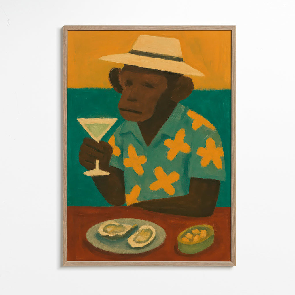 Køkkenkunst med abe og cocktail – Oak Frame