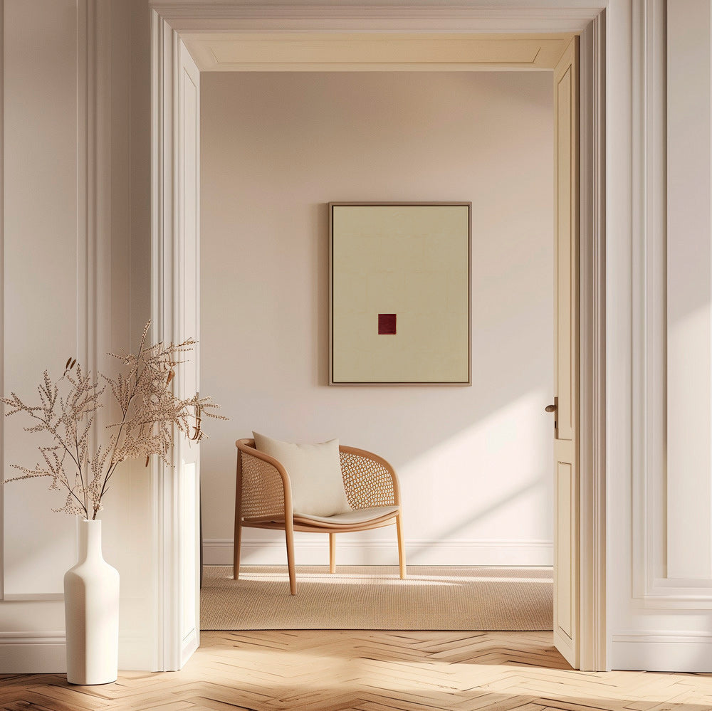 Minimalistisk billede med rød kerne – Canvas1