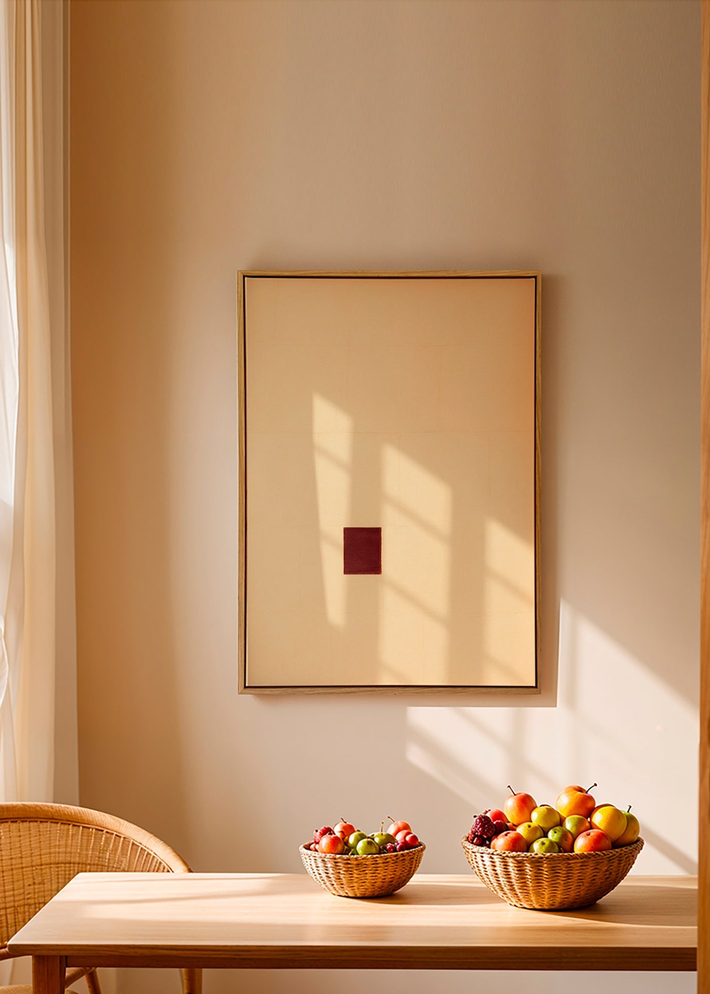 Minimalistisk billede med rød kerne – Canvas2