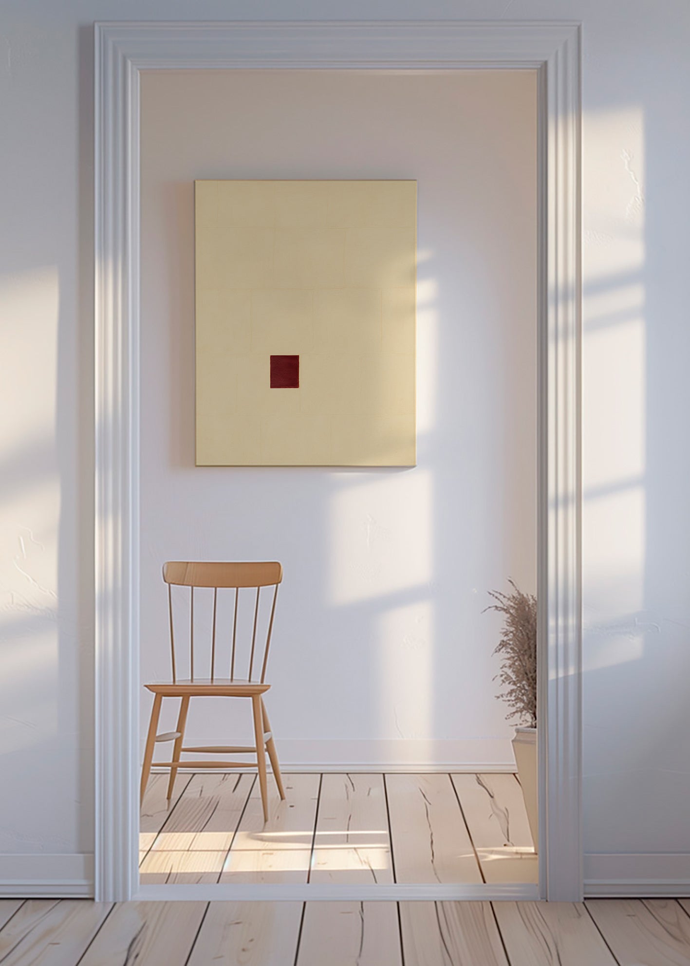 Minimalistisk billede med rød kerne – Canvas