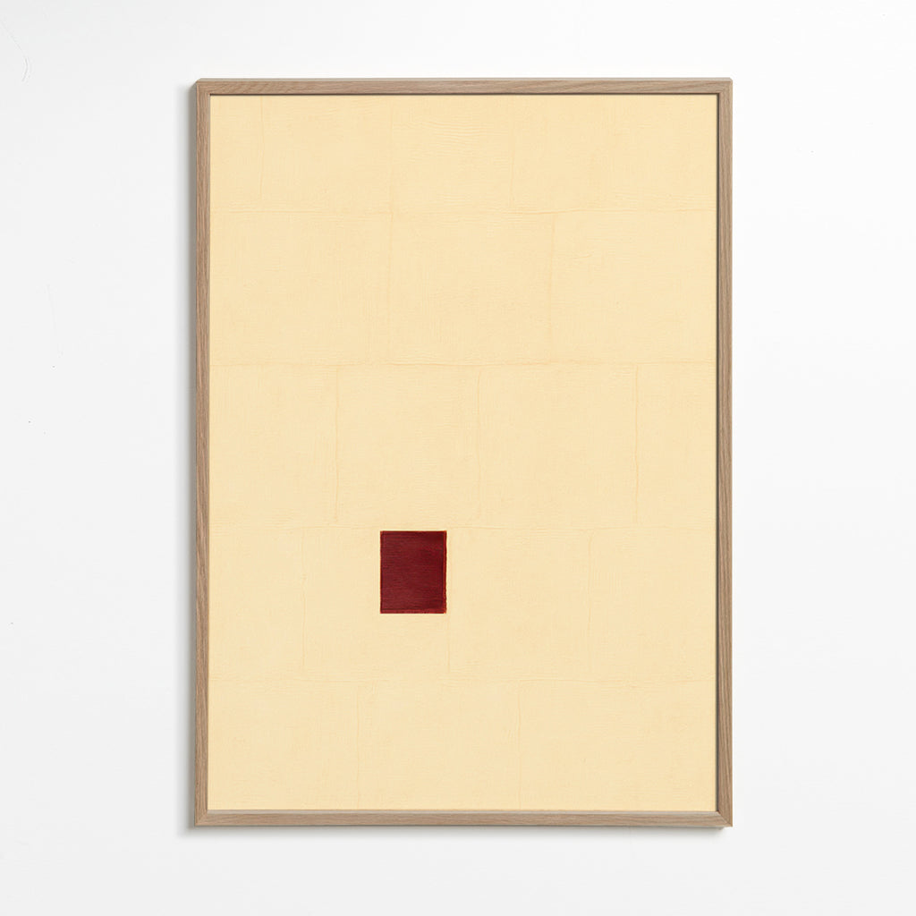 Minimalistisk billede med rød kerne – Oak Frame