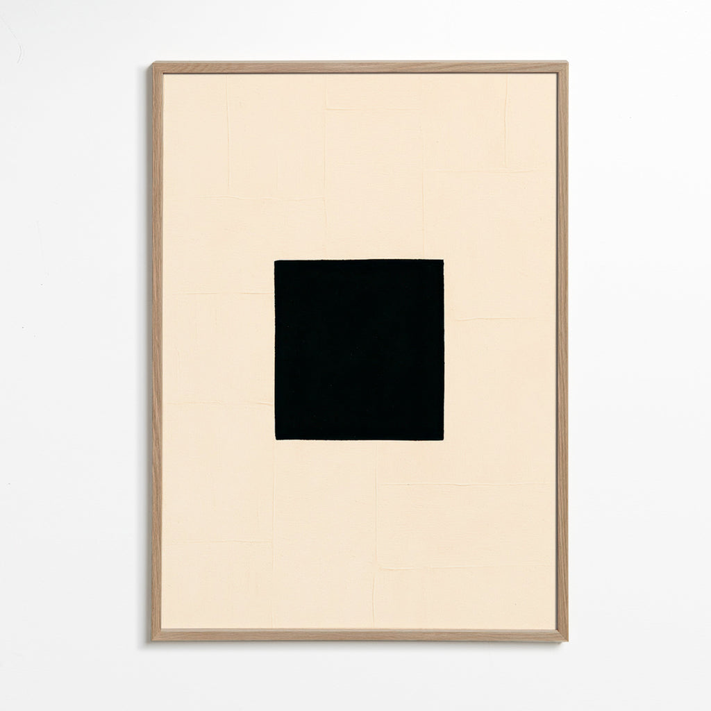 Abstrakt billede: sort firkant på creme – Oak Frame