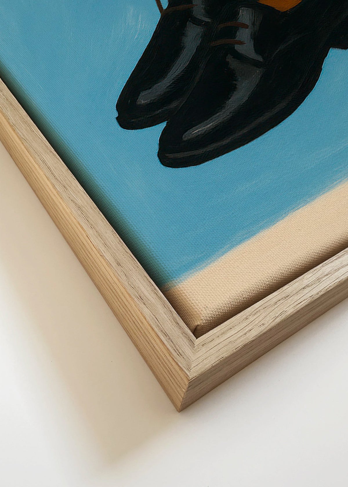 Illustration af hængende sko på blå baggrund – Canvas detail