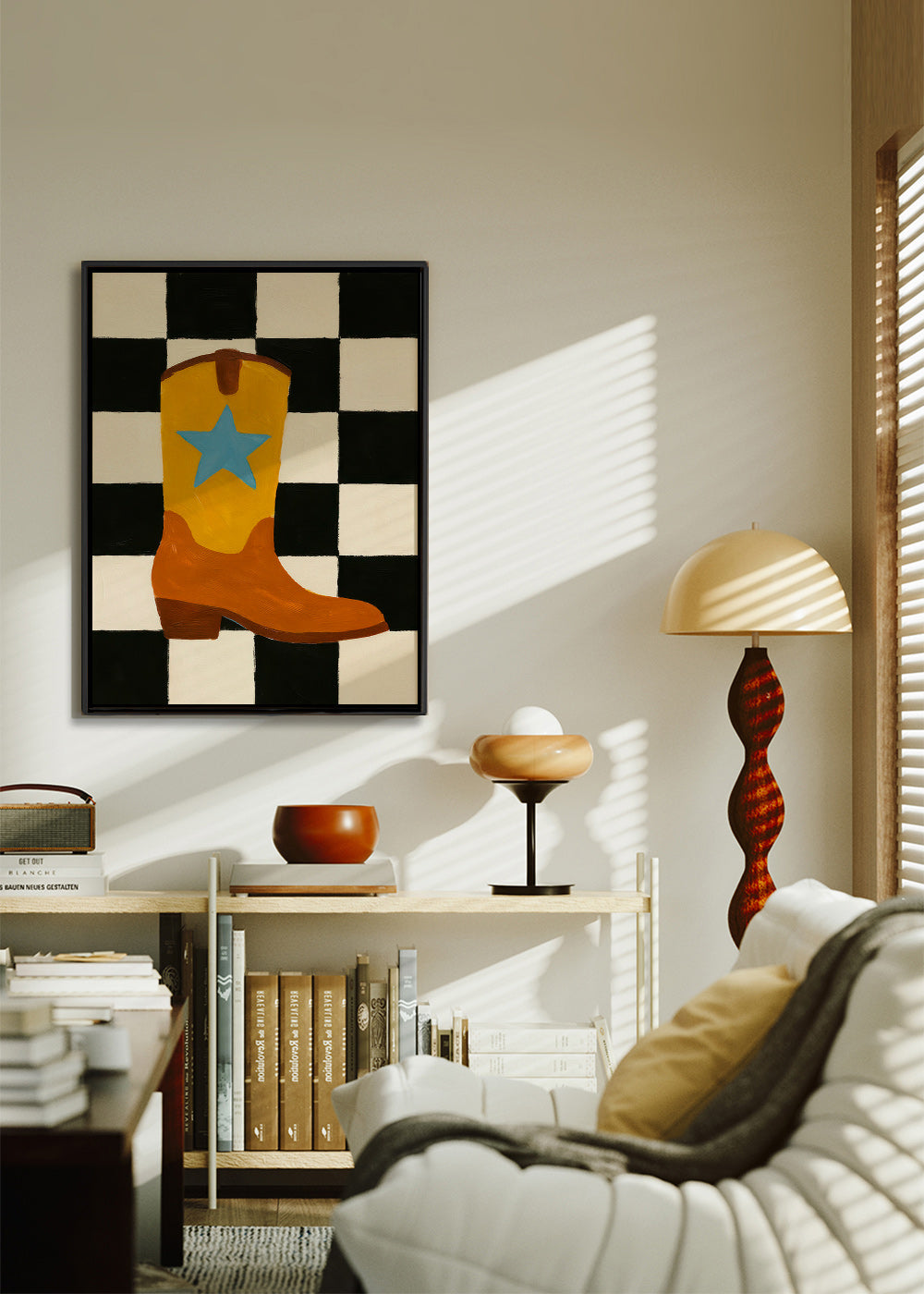 Illustration af cowboystøvle med stjerne – Canvas2