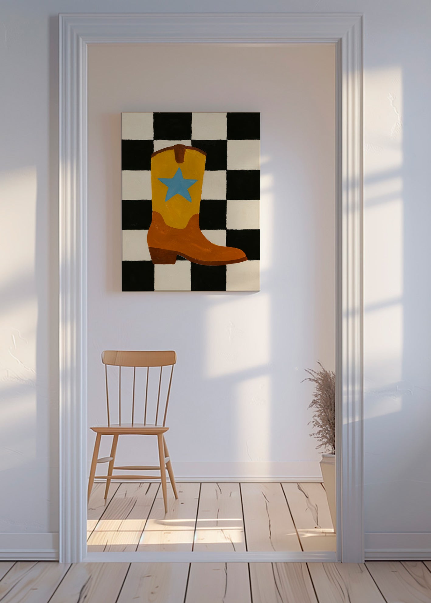 Illustration af cowboystøvle med stjerne – Canvas