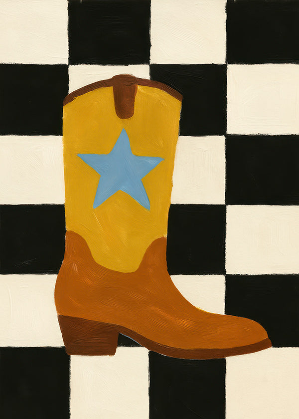 Illustration af cowboystøvle med stjerne