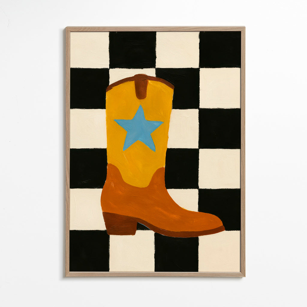 Illustration af cowboystøvle med stjerne – Oak Frame