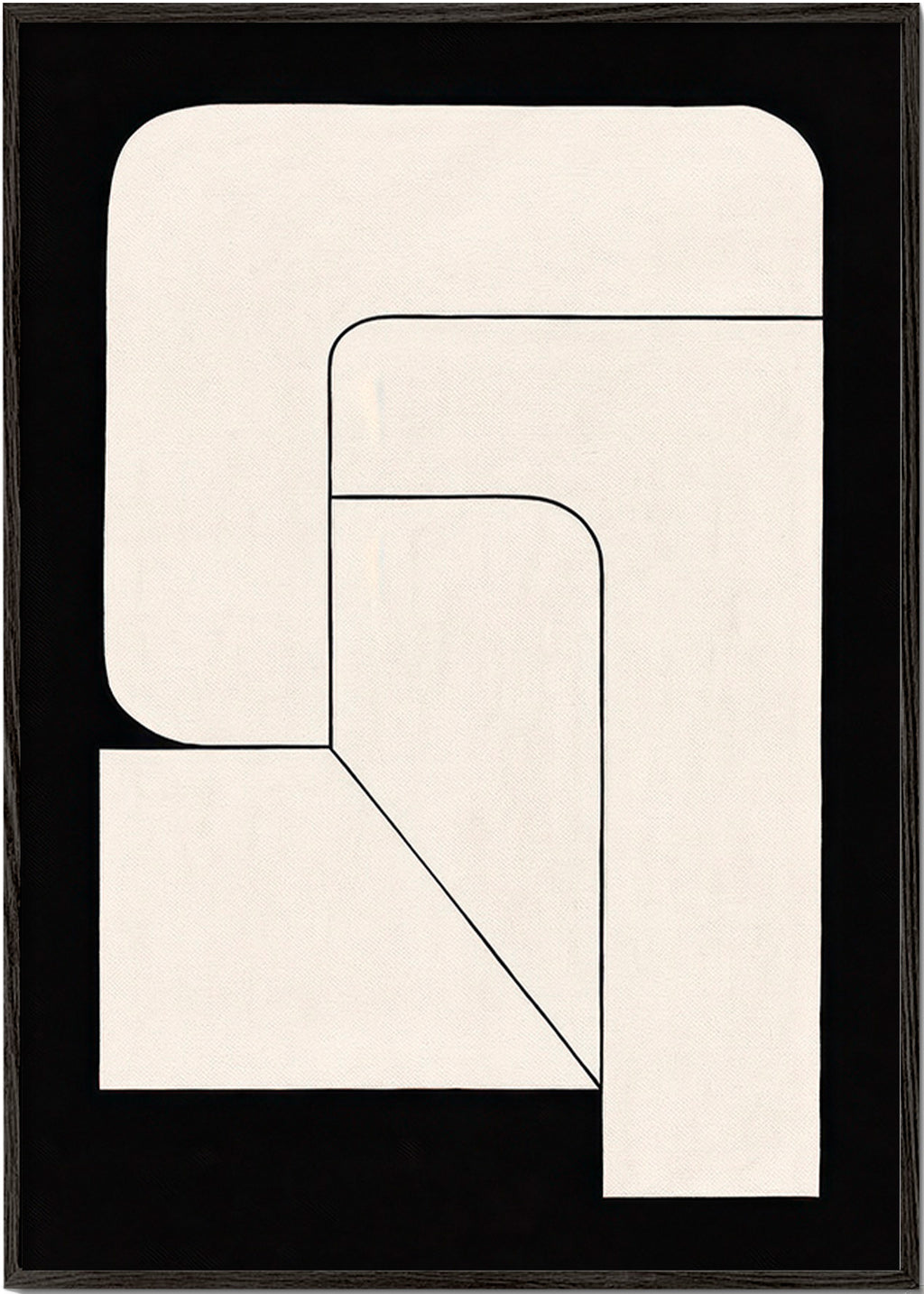 Minimal geometrisk plakat i creme og sort – Black Frame