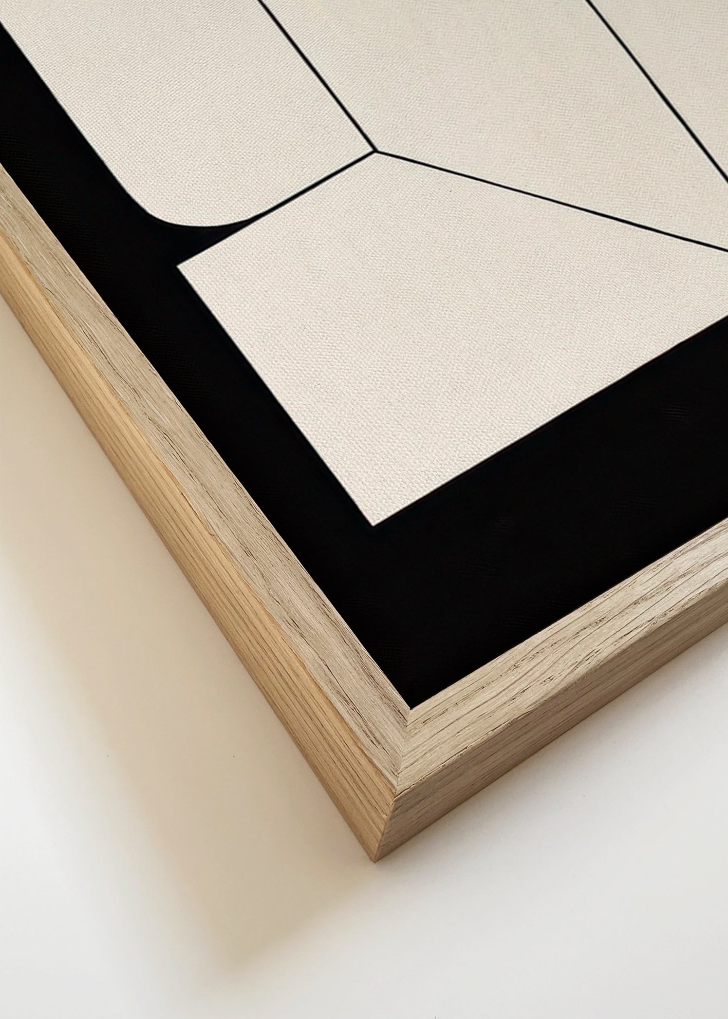 Minimal geometrisk plakat i creme og sort – Canvas detail