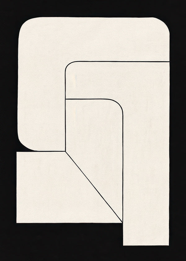 Minimal geometrisk plakat i creme og sort