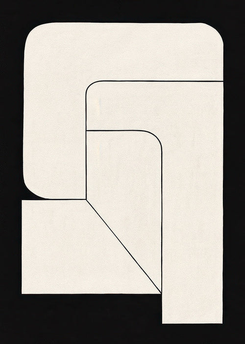 Minimal geometrisk plakat i creme og sort