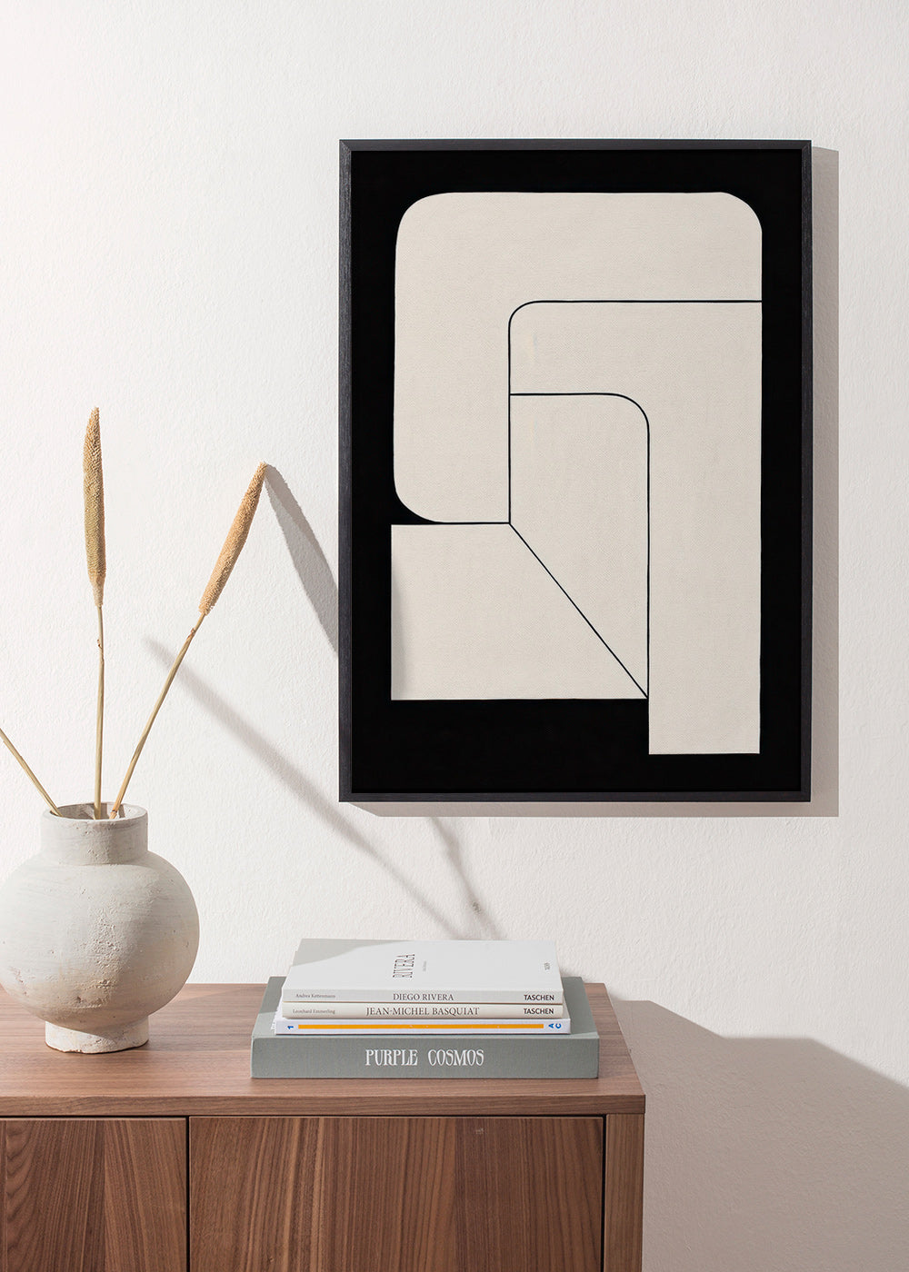 Minimal geometrisk plakat i creme og sort – Product1