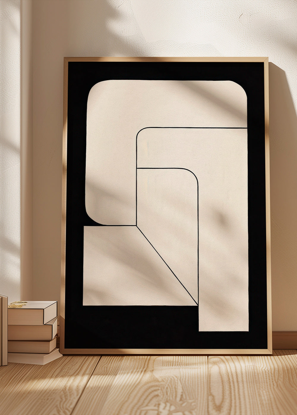 Minimal geometrisk plakat i creme og sort – Product2