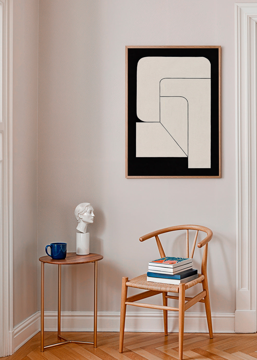 Minimal geometrisk plakat i creme og sort – Product3