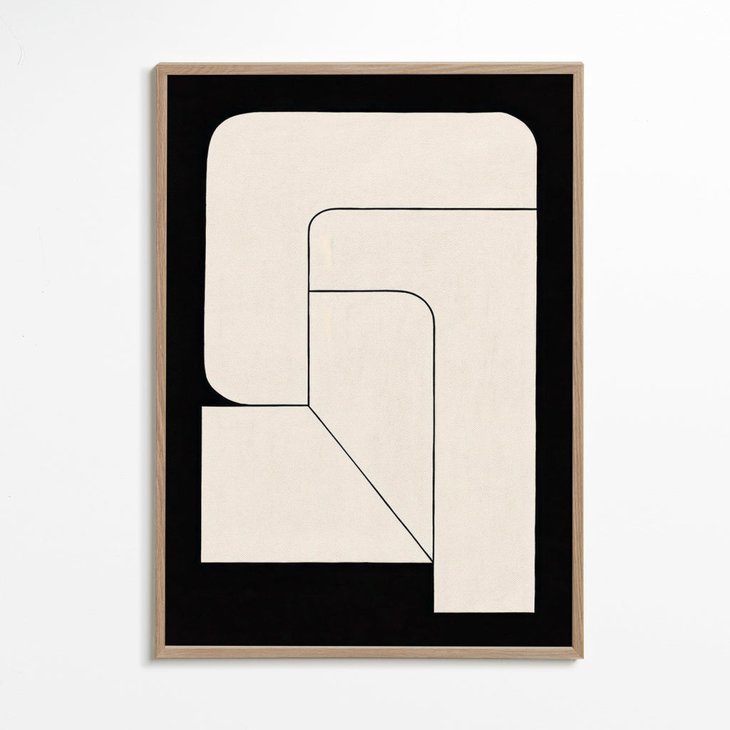 Minimal geometrisk plakat i creme og sort – Oak Frame