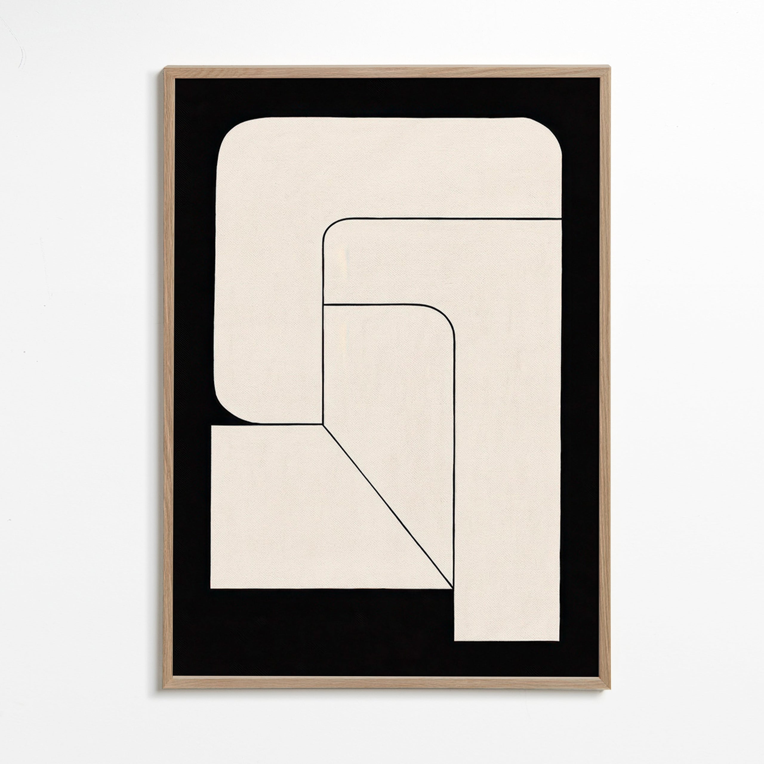 Minimal geometrisk plakat i creme og sort – Oak Frame