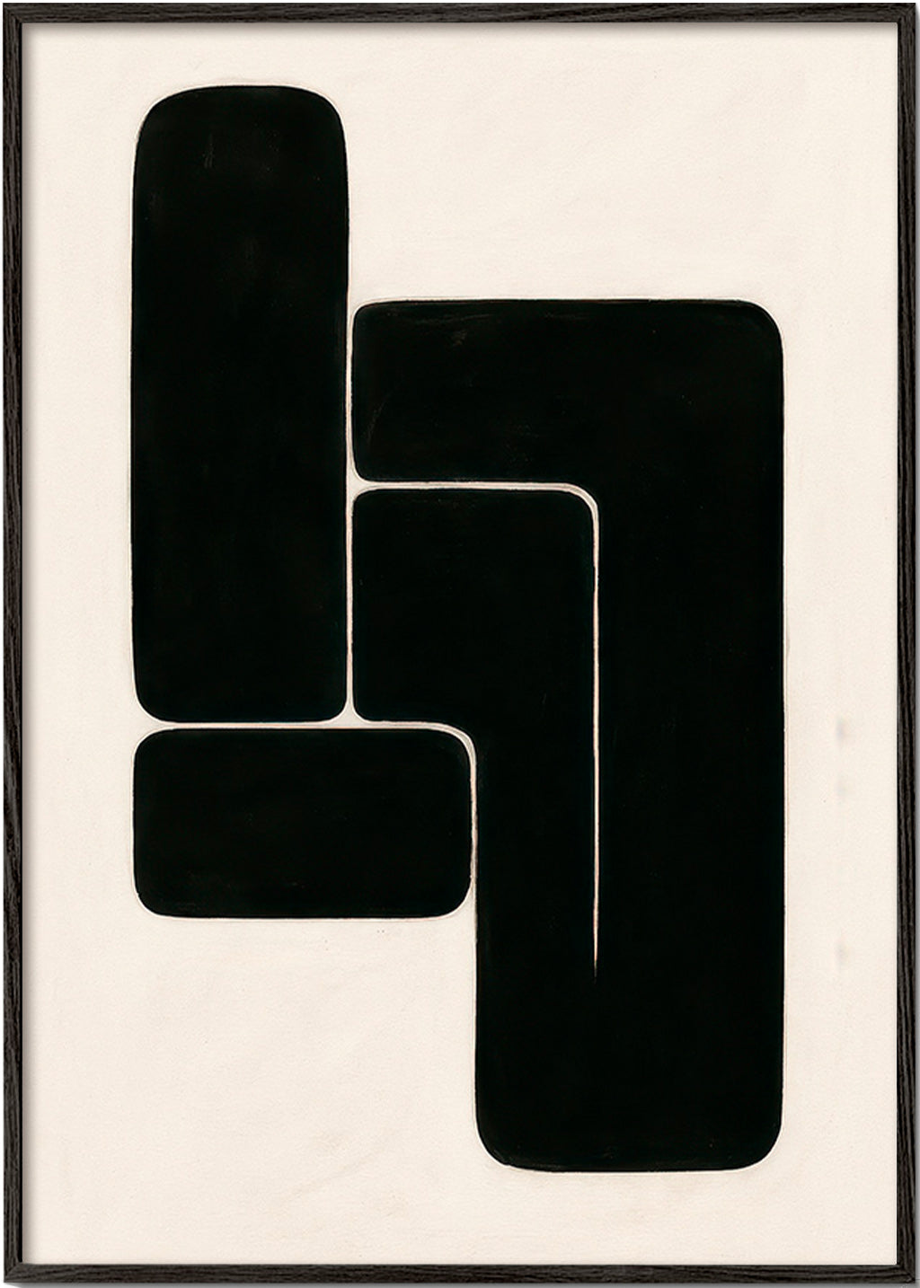 Geometrisk plakat med markante sorte former – Black Frame