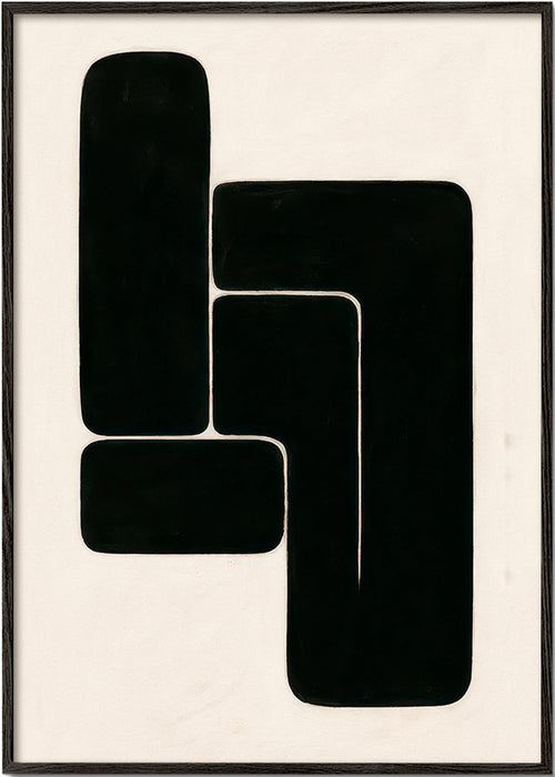 Geometrisk plakat med markante sorte former – Black Frame