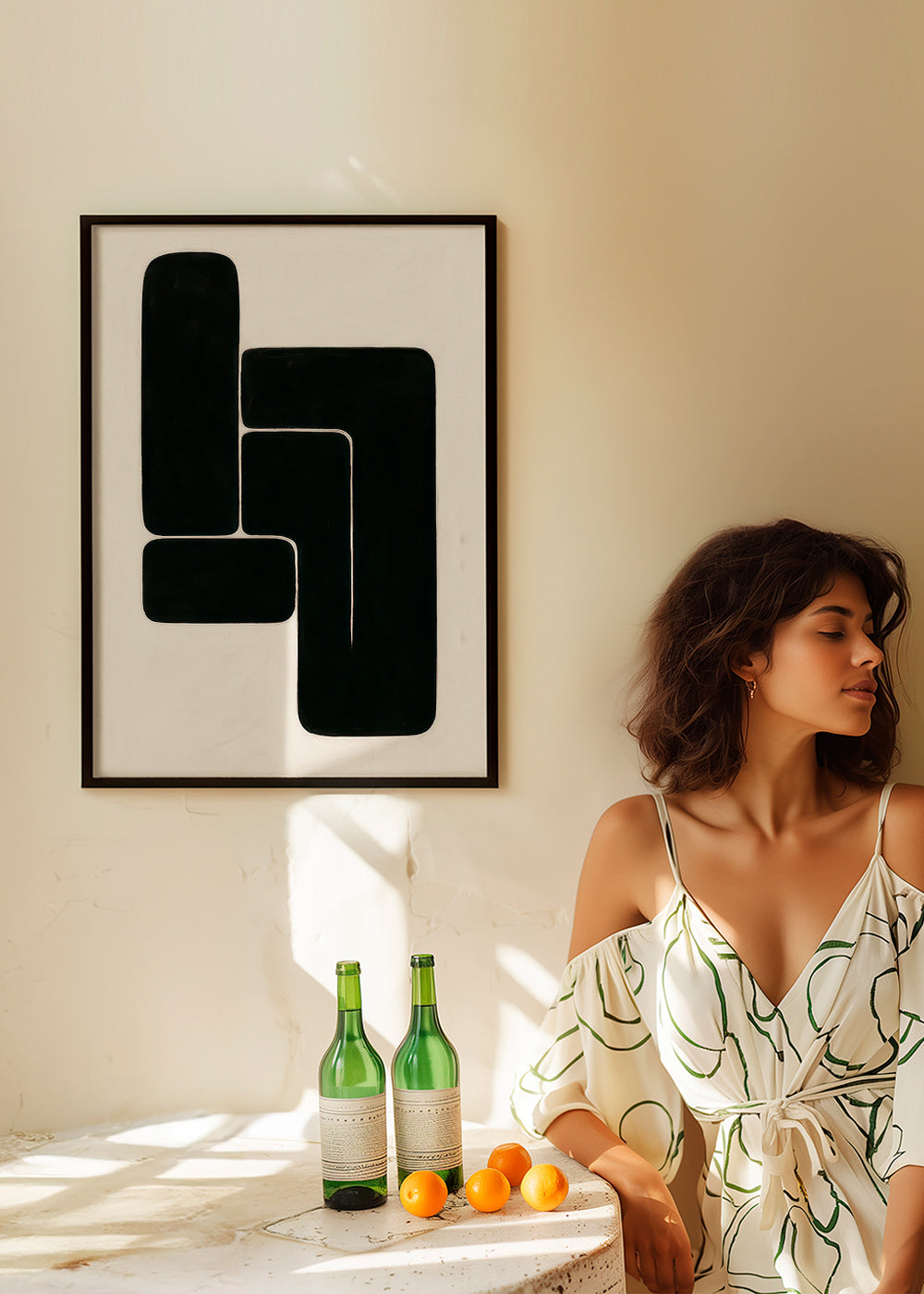 Geometrisk plakat med markante sorte former – Product3