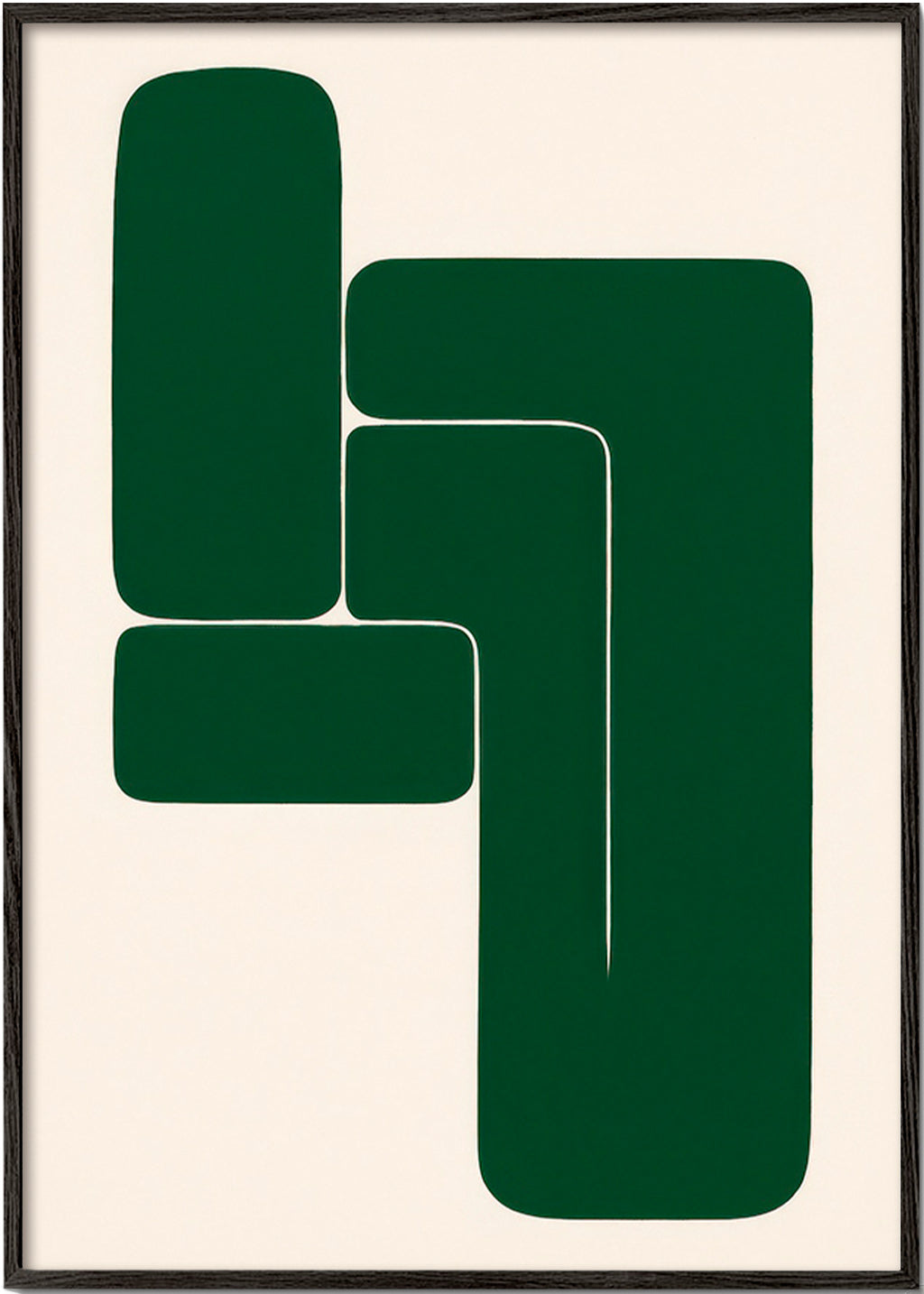 Geometrisk grønt værk med L-former – Black Frame