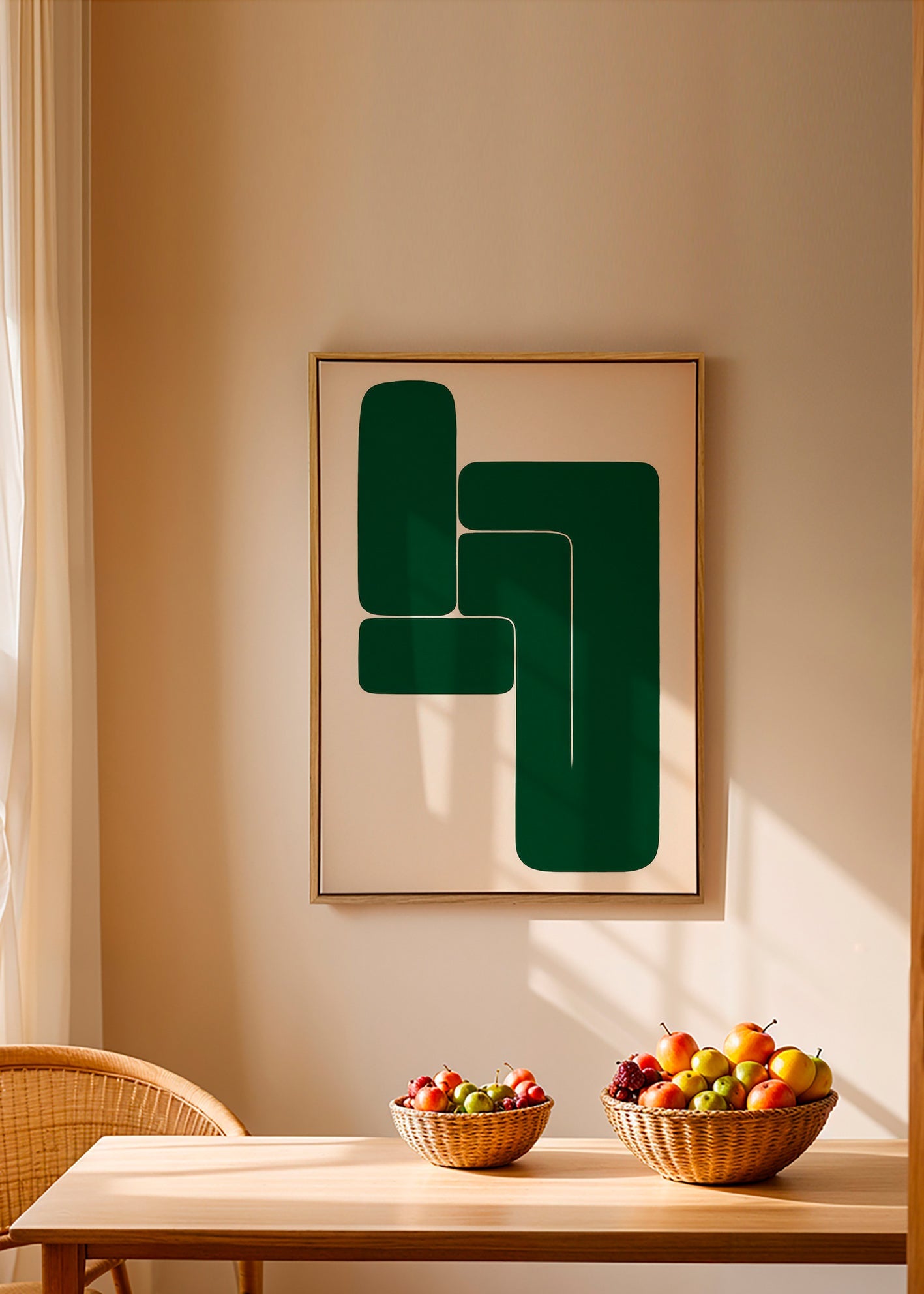 Geometrisk grønt værk med L-former – Canvas2