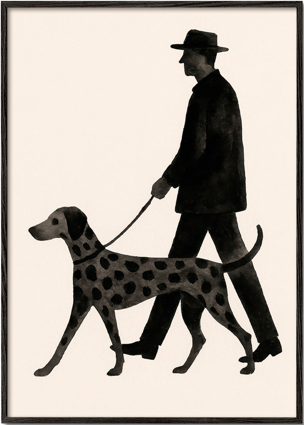 Billede hund gåtur silhuet – Black Frame