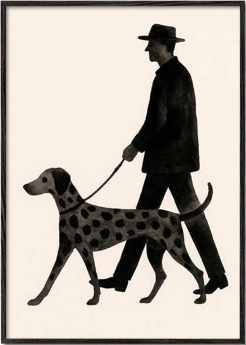 Billede hund gåtur silhuet – Black Frame