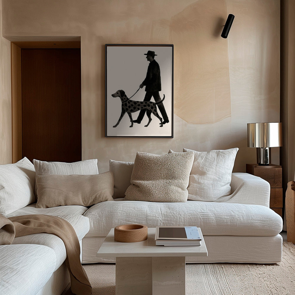 Billede hund gåtur silhuet – Canvas1