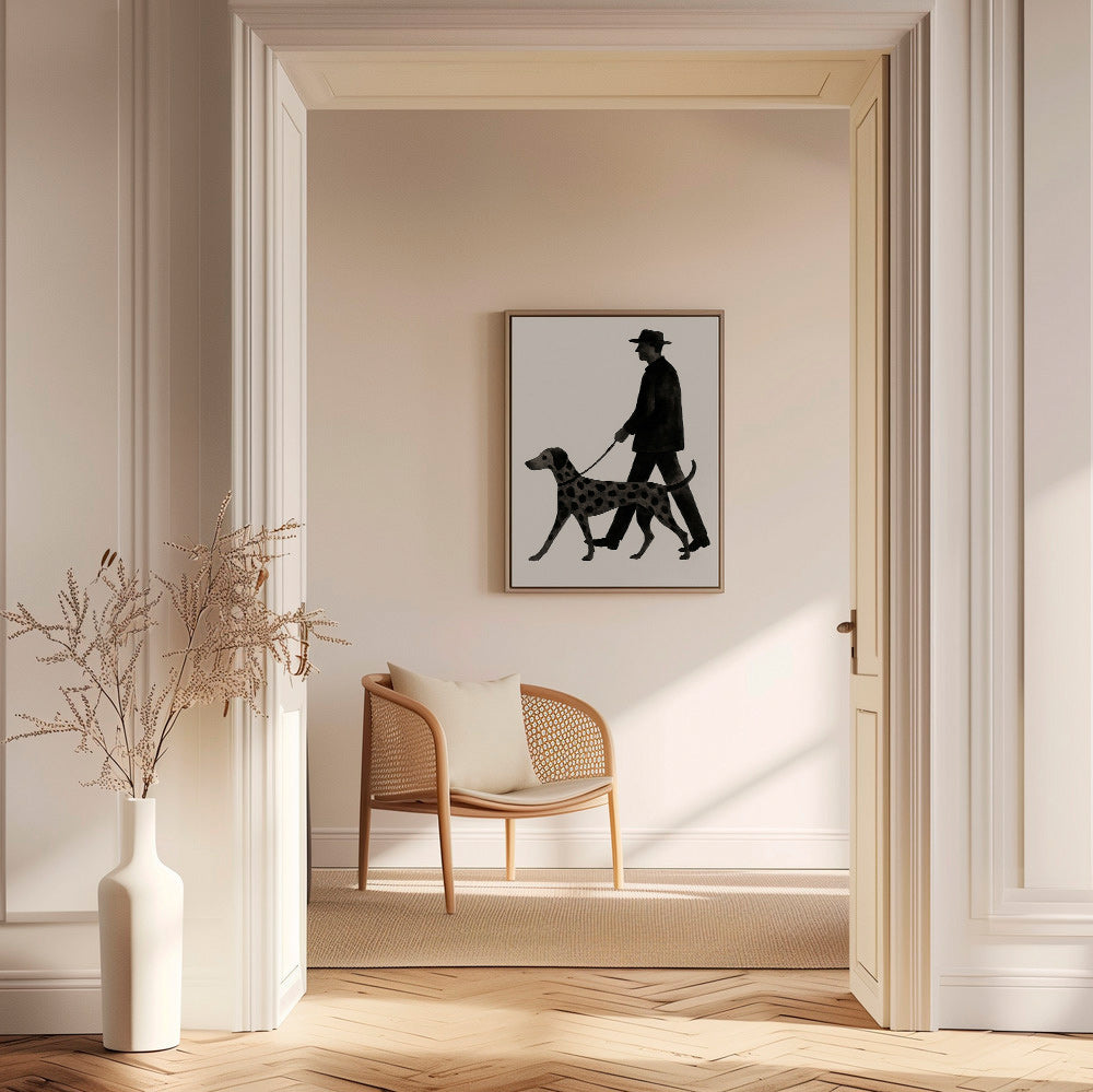 Billede hund gåtur silhuet – Canvas2