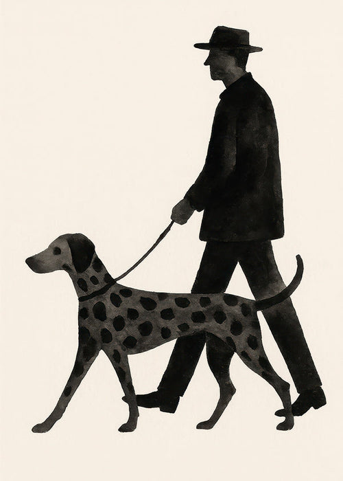 Billede hund gåtur silhuet