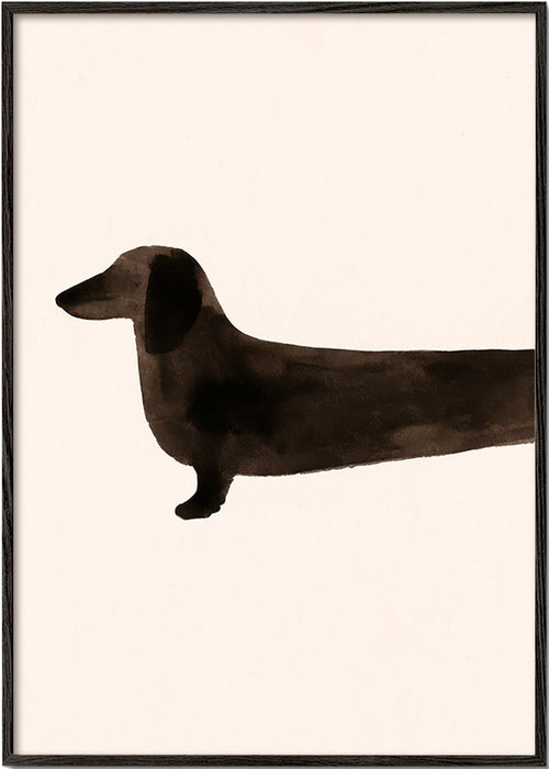 Plakat gravhund silhuet minimal – Black Frame