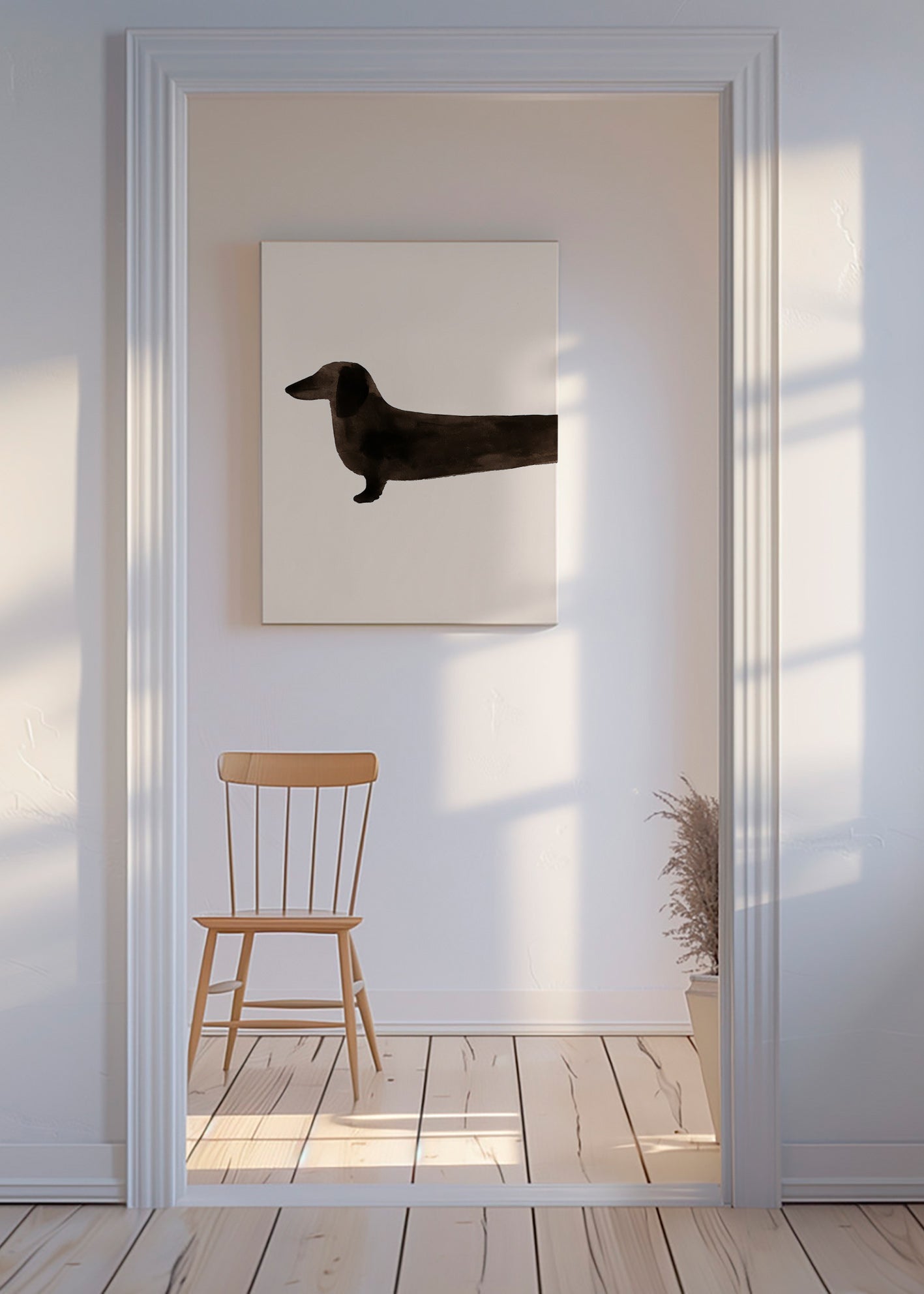 Plakat gravhund silhuet minimal – Canvas