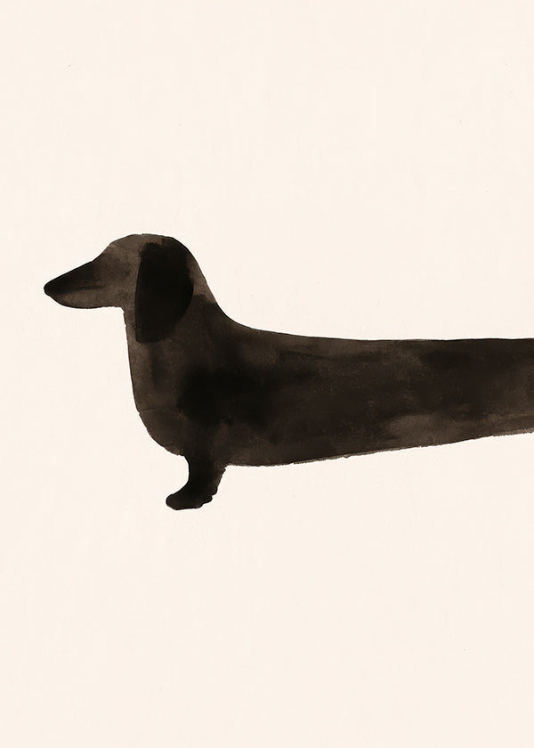 Plakat gravhund silhuet minimal