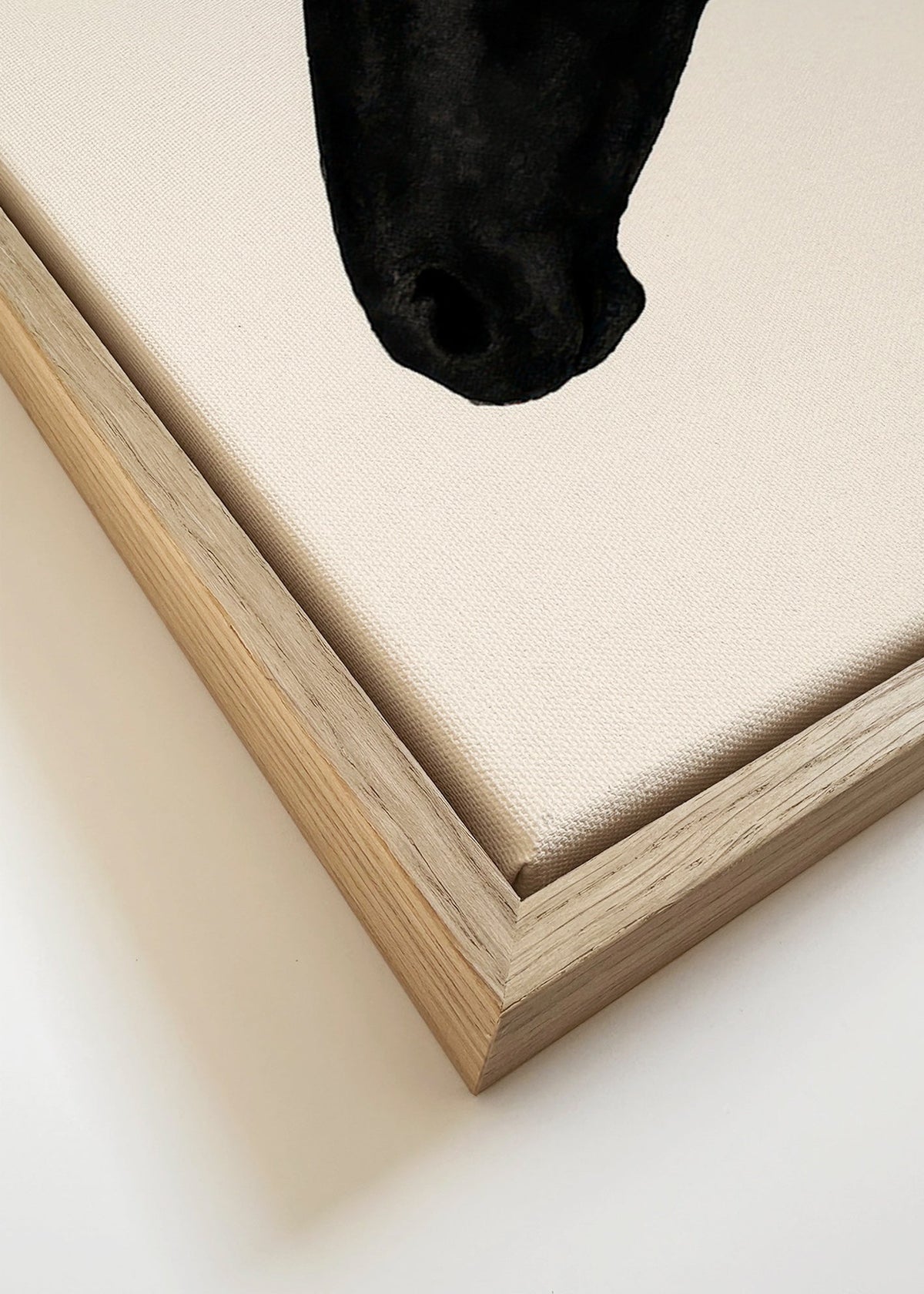 Kunstværk profil af sort hest – Canvas detail