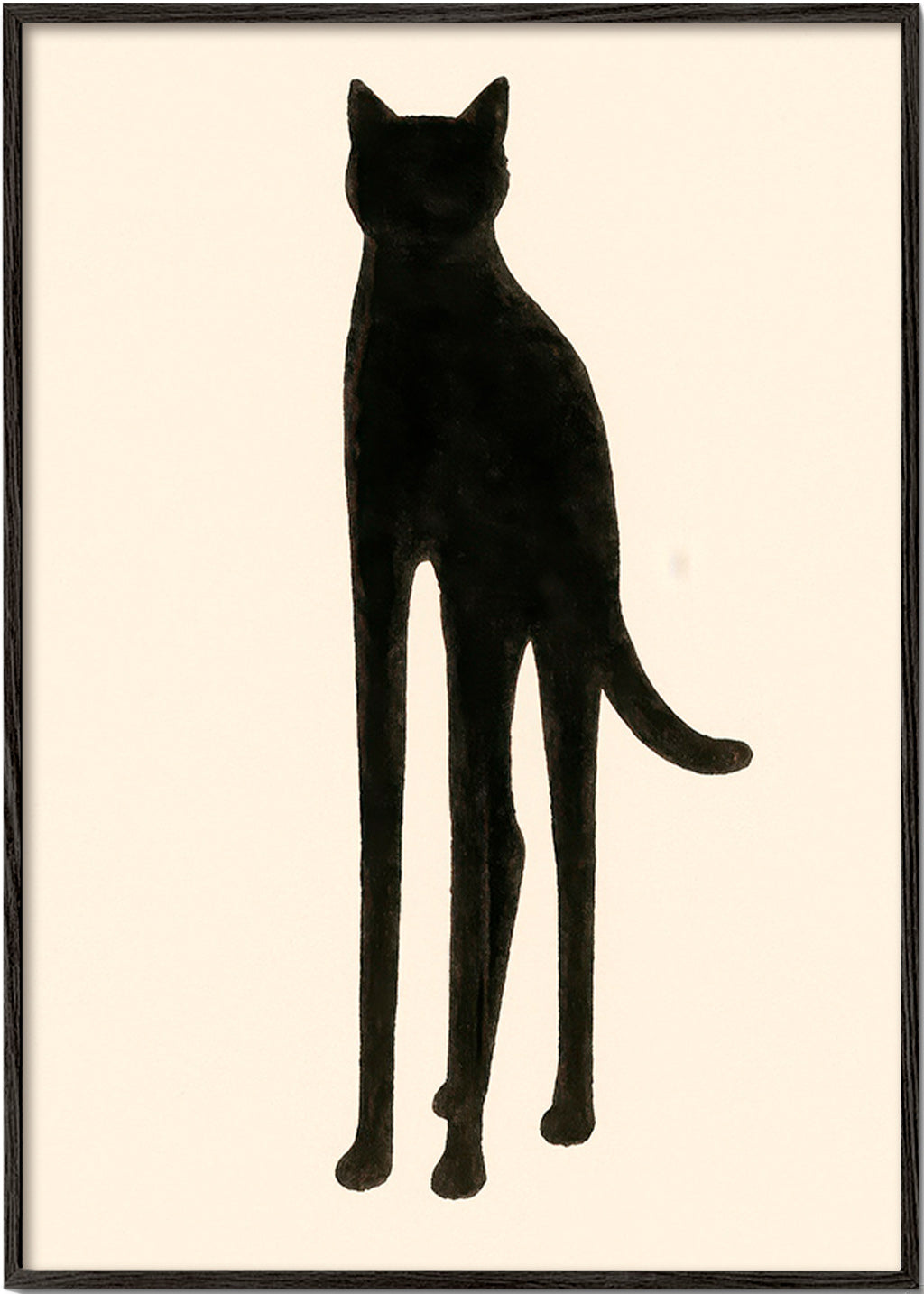 Plakat med forlænget katte-silhuet – Black Frame