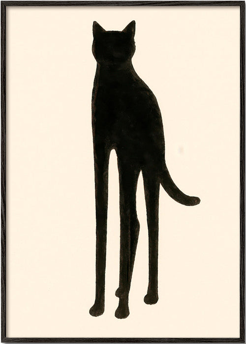 Plakat med forlænget katte-silhuet – Black Frame