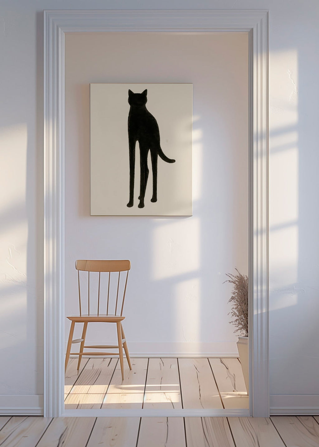 Plakat med forlænget katte-silhuet – Canvas