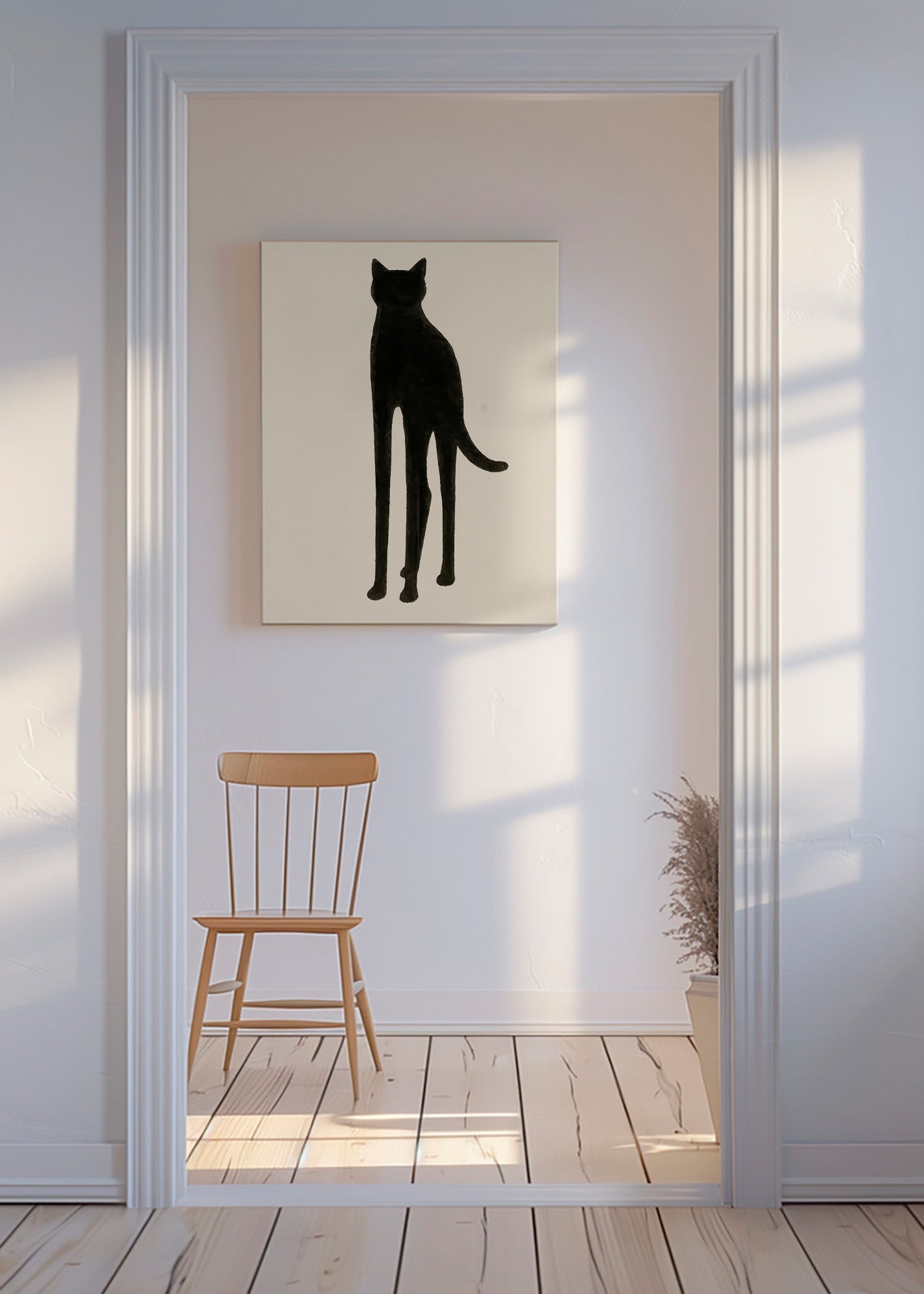 Plakat med forlænget katte-silhuet – Canvas