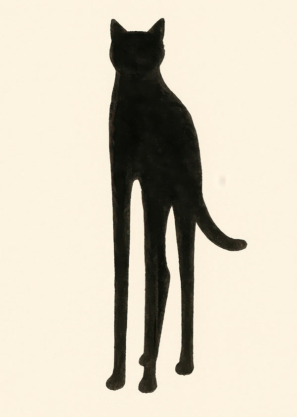 Plakat med forlænget katte-silhuet