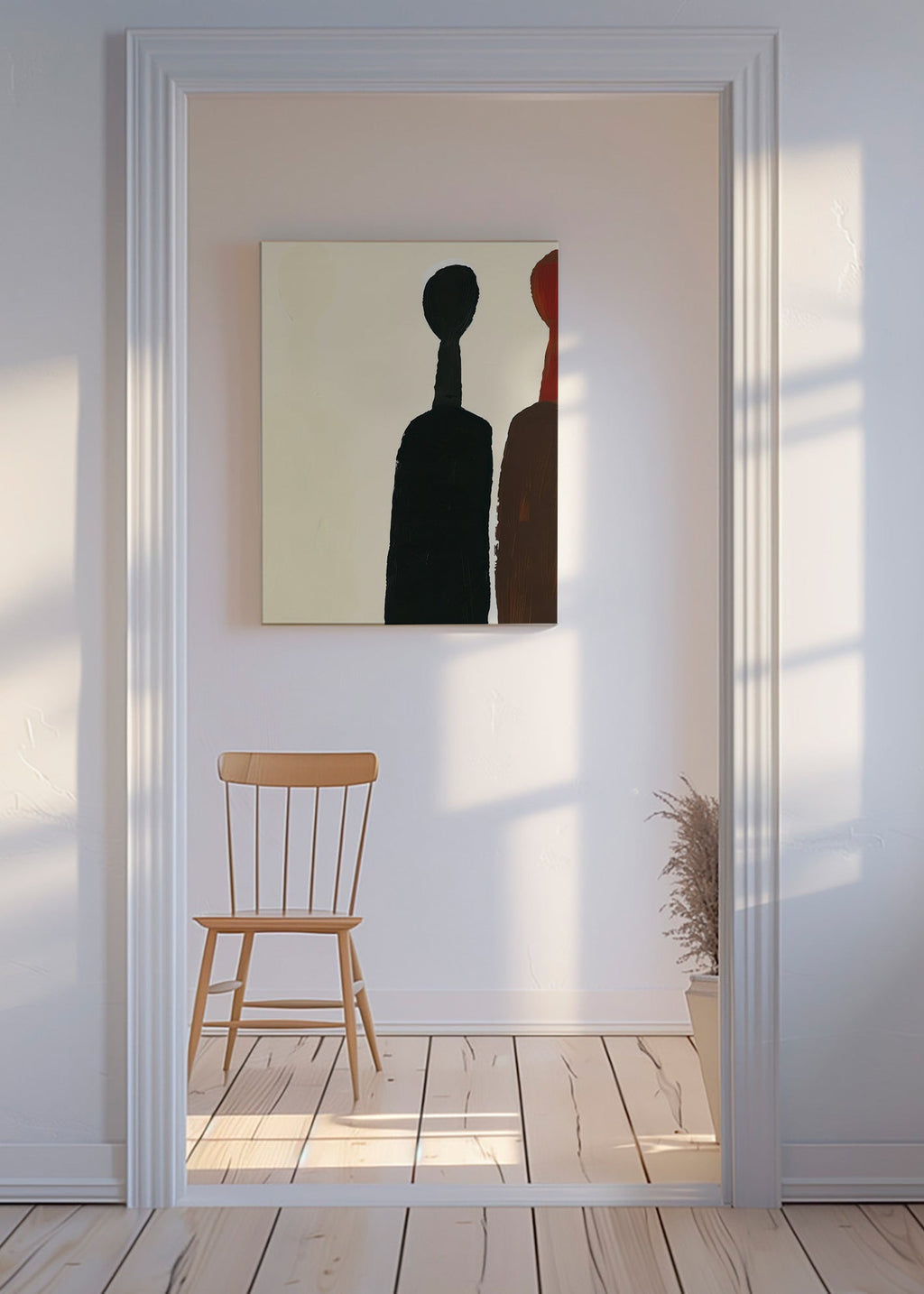 Abstrakt maleri med forlængede silhuetter – Canvas
