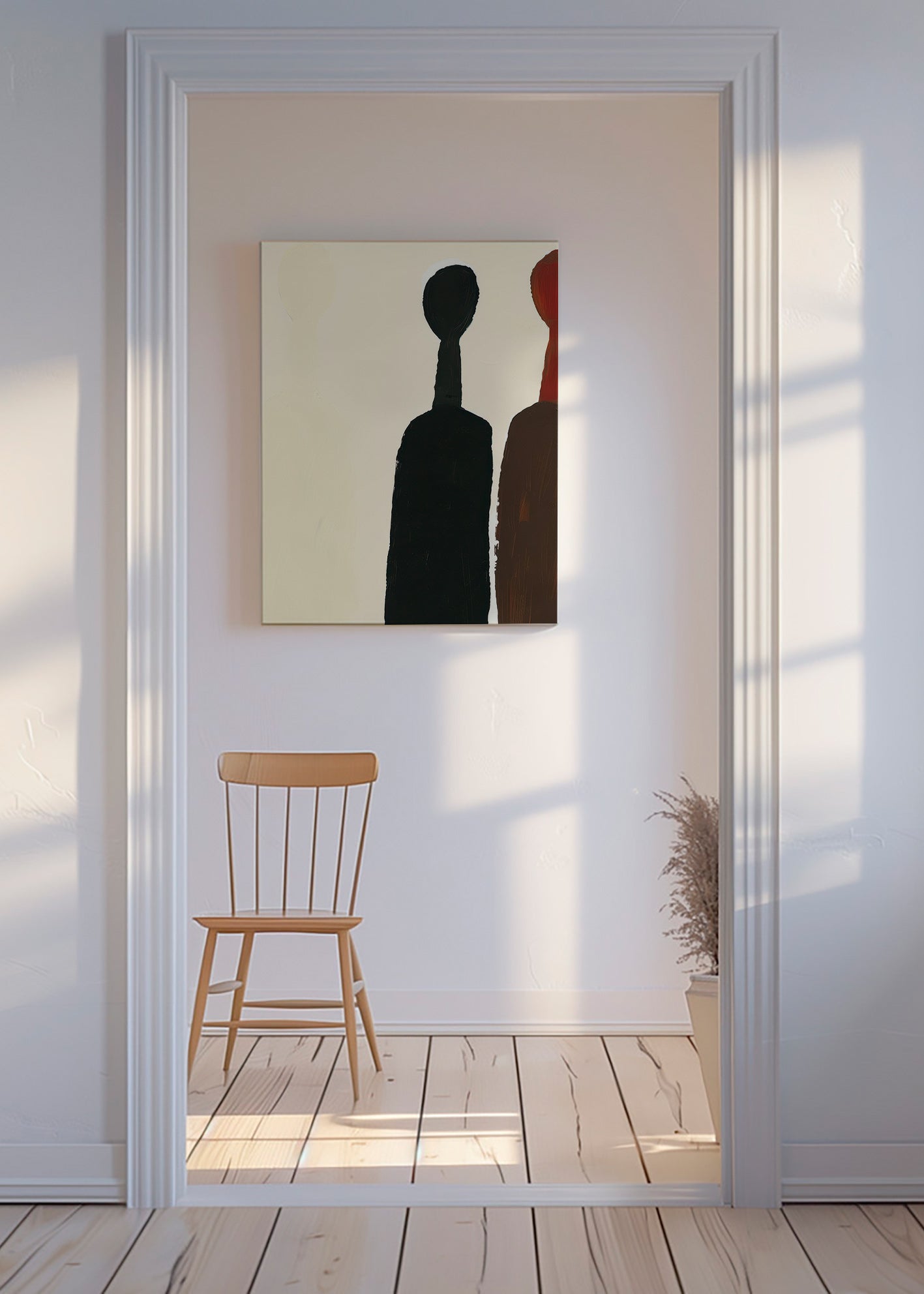 Abstrakt maleri med forlængede silhuetter – Canvas