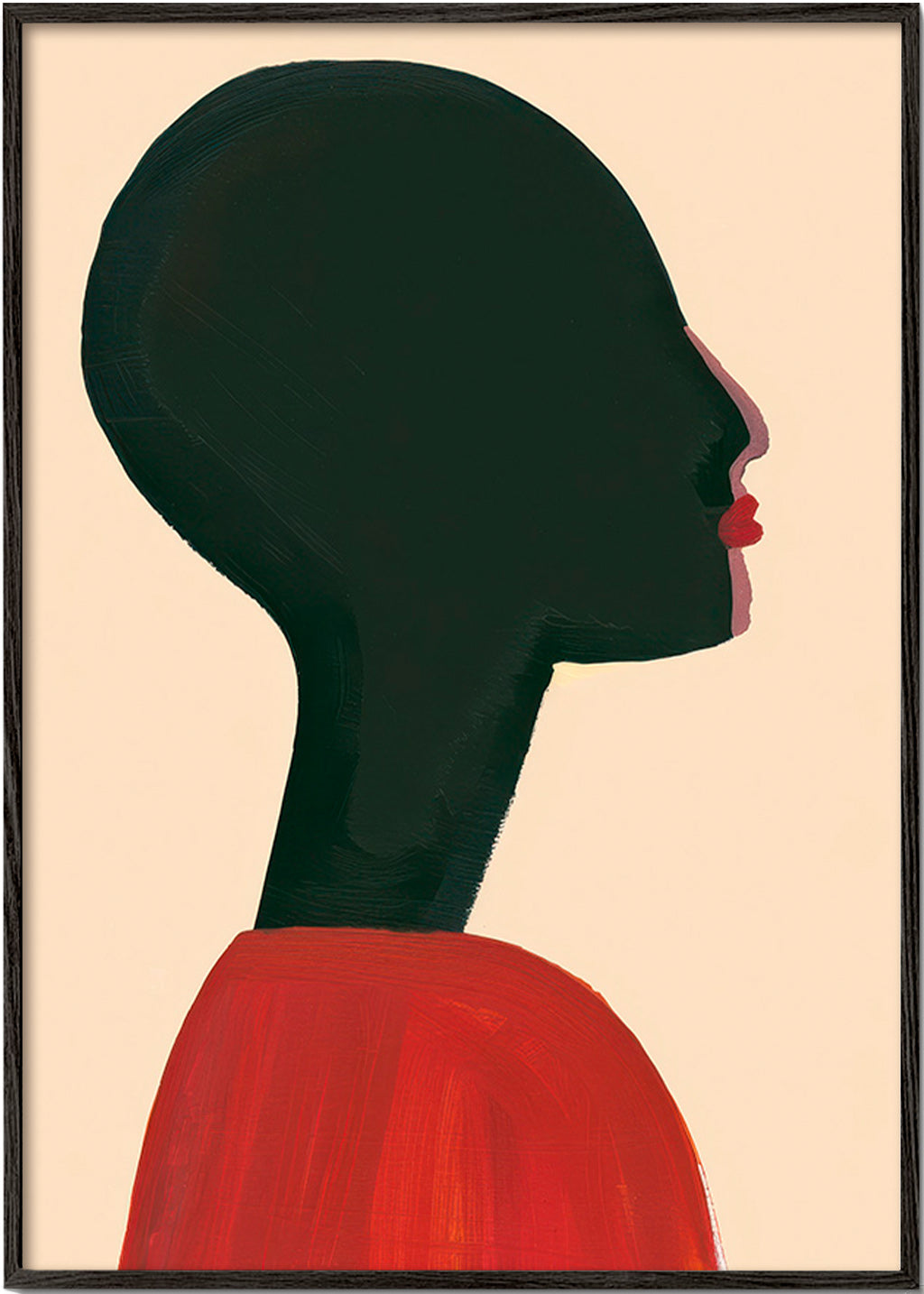 Illustration: stiliseret profil i rød – Black Frame