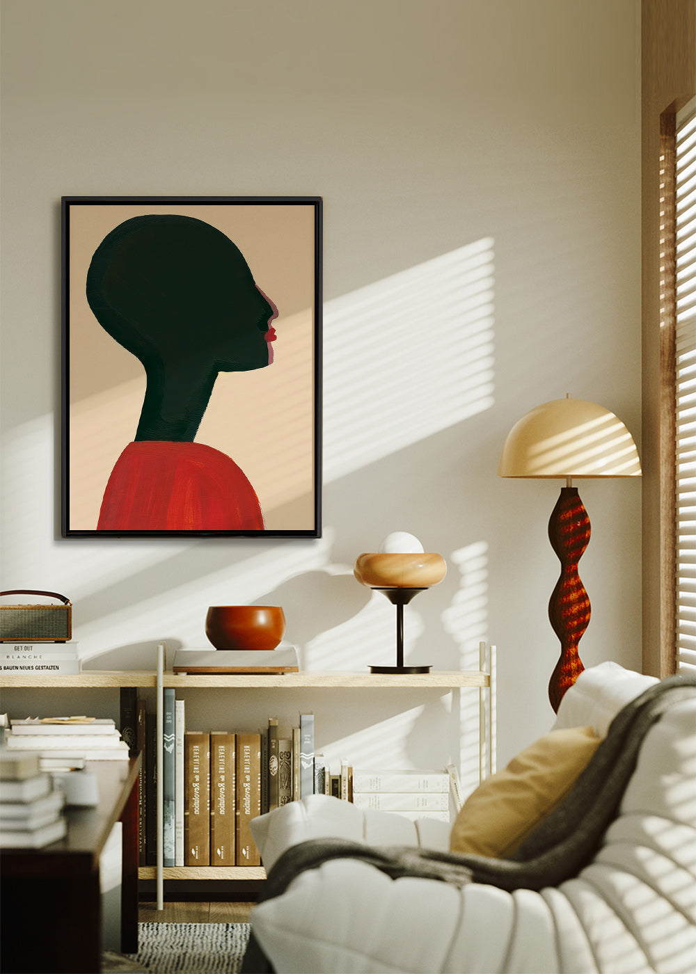 Illustration: stiliseret profil i rød – Canvas1