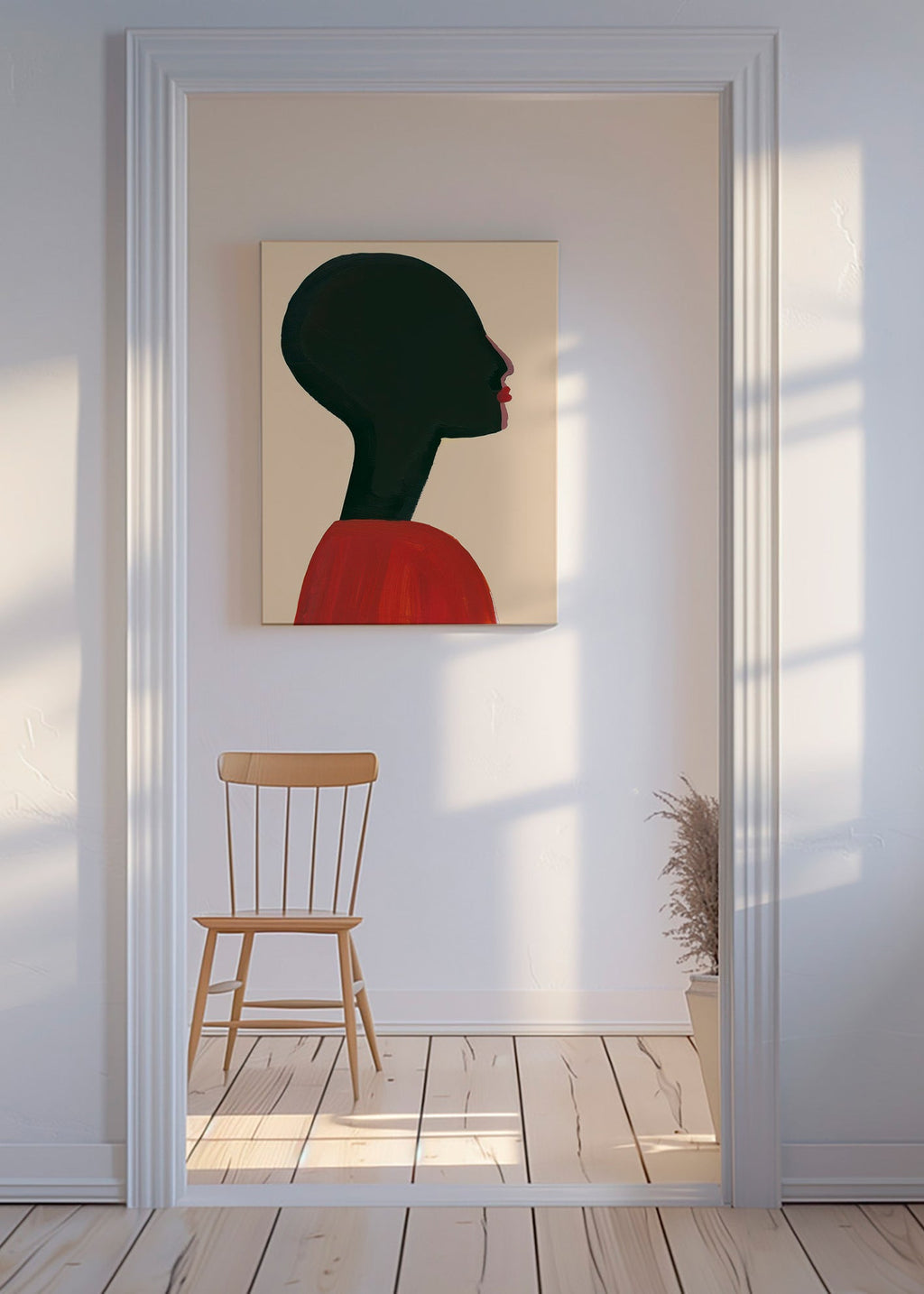 Illustration: stiliseret profil i rød – Canvas