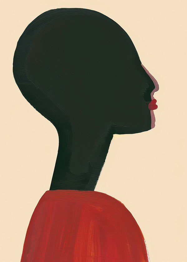 Illustration: stiliseret profil i rød