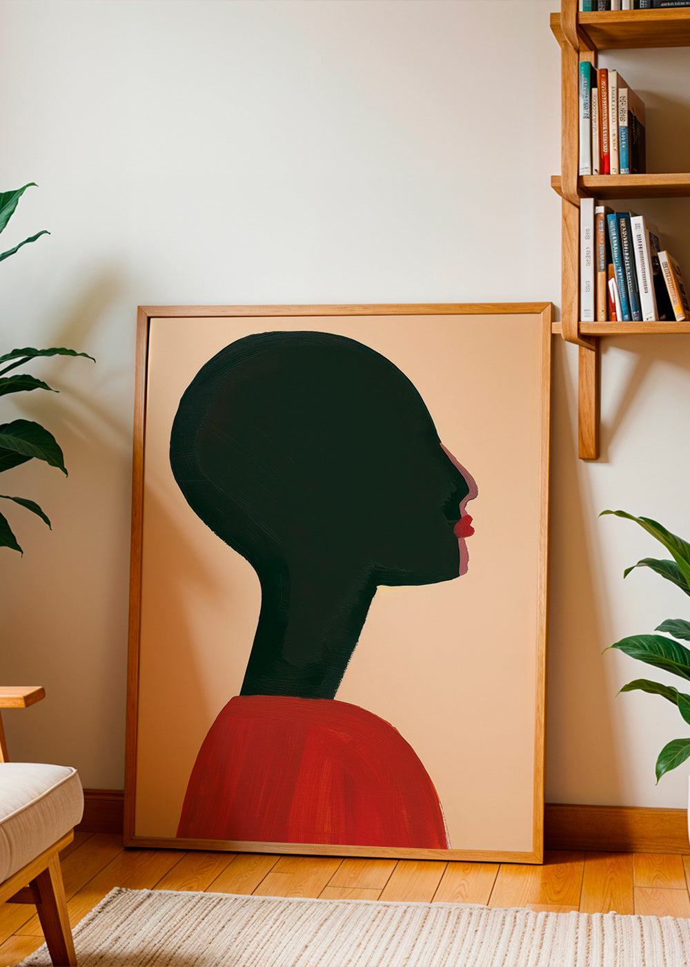 Illustration: stiliseret profil i rød – Product2