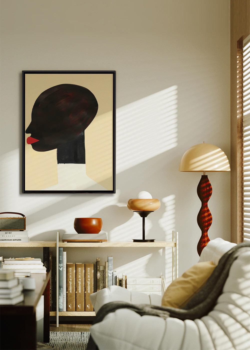 Profilillustration med røde læber – Canvas1