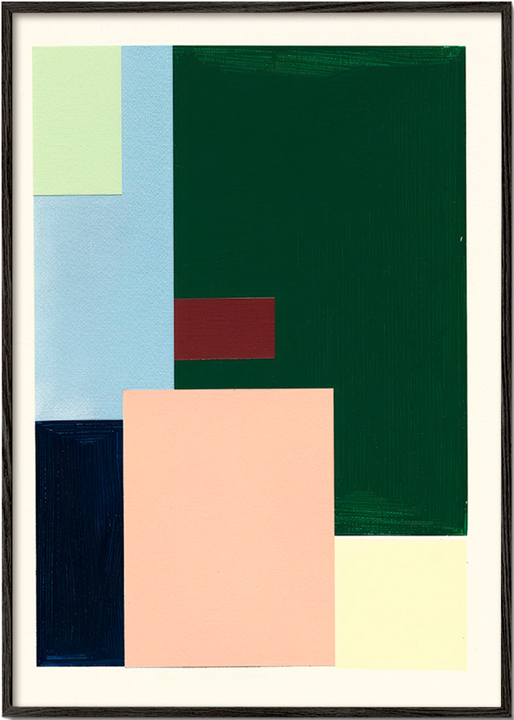 Geometrisk kunst med pastelblokke – Black Frame