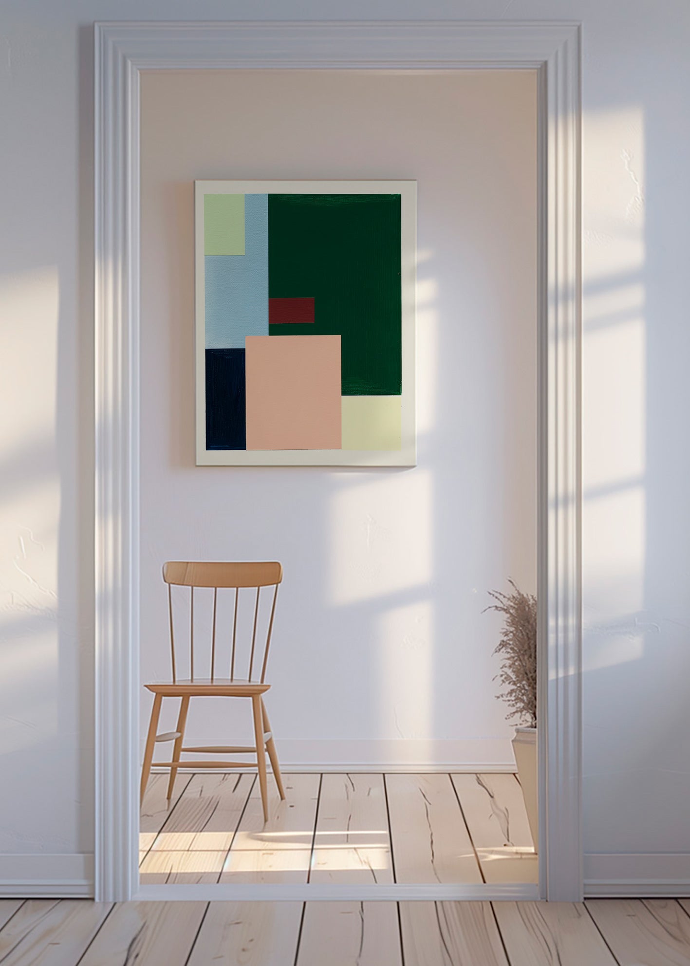 Geometrisk kunst med pastelblokke – Canvas